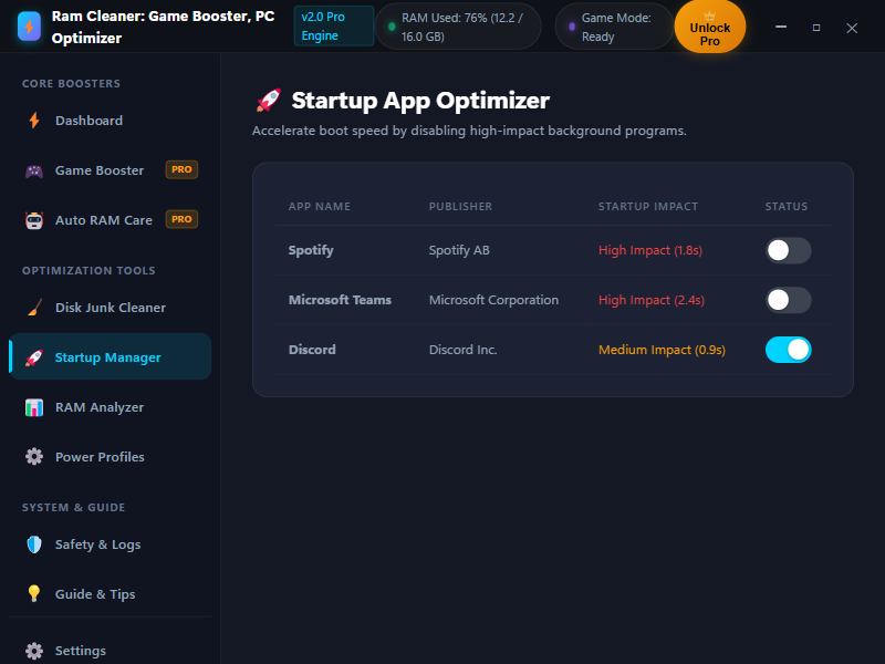 Ram Cleaner: Game Booster, PC Optimizer screenshot