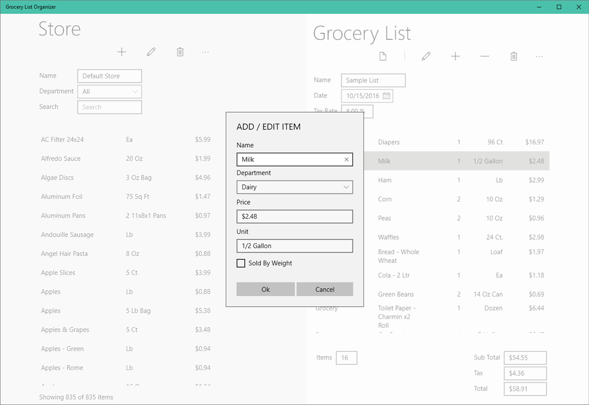 #3. Grocery List Organizer (Windows) Von: Michael G