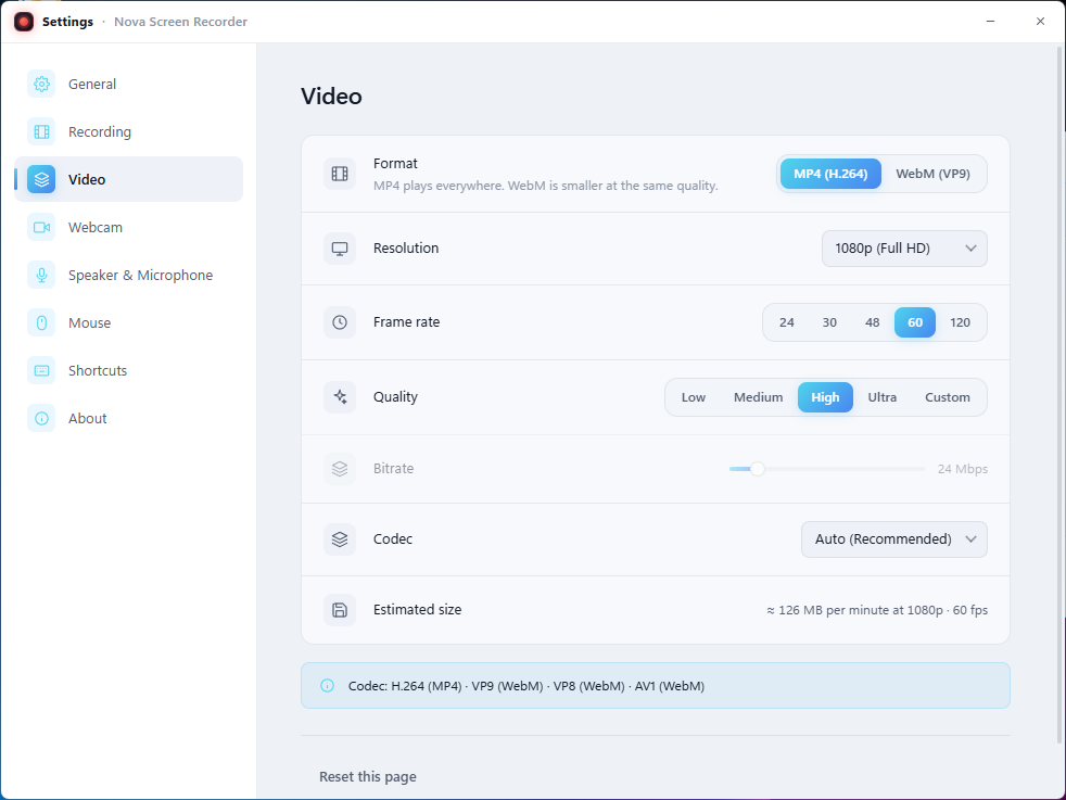 Nova Screen Recorder screenshot