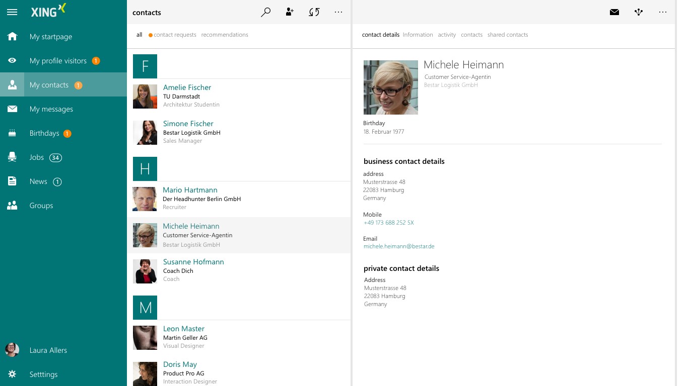 Screenshot: Contacts
