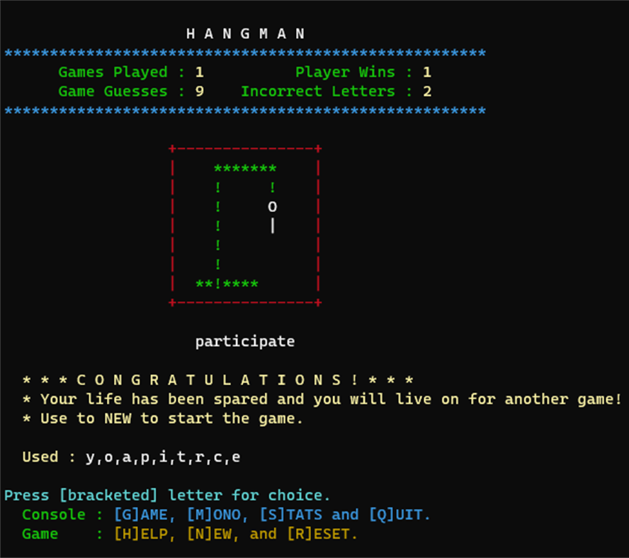 #2. Simple Text Hangman (Windows) بواسطة: Three Peppers Gaming