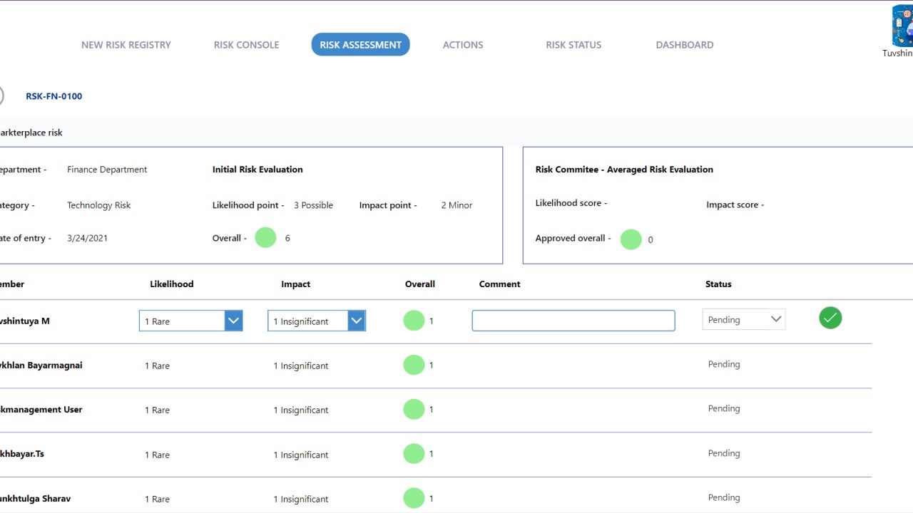 Snapshot 4 of Risk management system