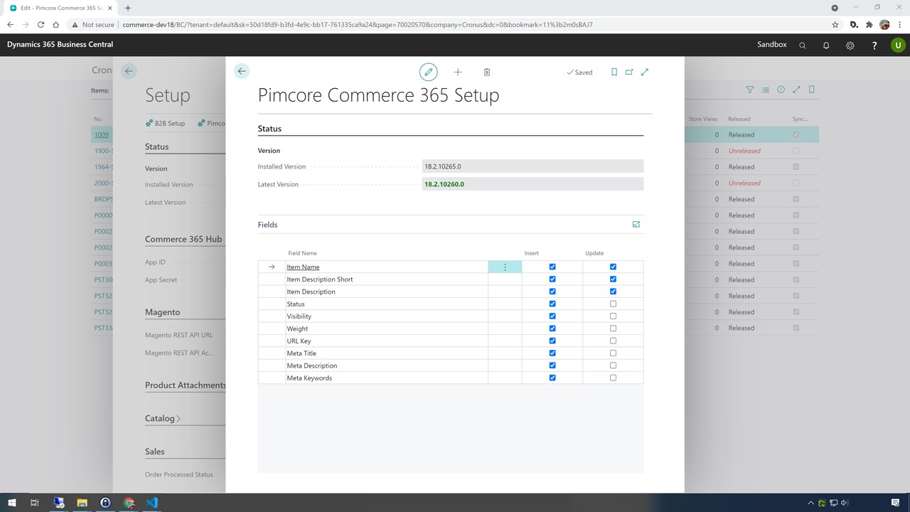 Snapshot 1 of Commerce 365 for Magento - Pimcore module