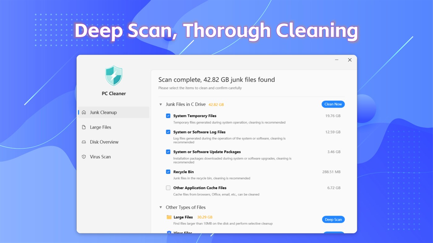 #1. PC Cleaner - Disk Clean & Virus Scan (Windows) By: Baronan