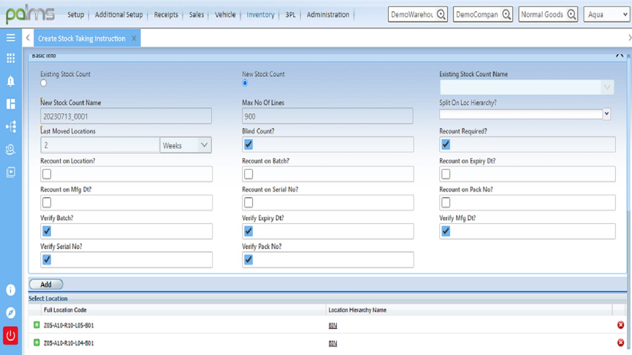 Snapshot 4 of PALMS Smart Warehouse Management System