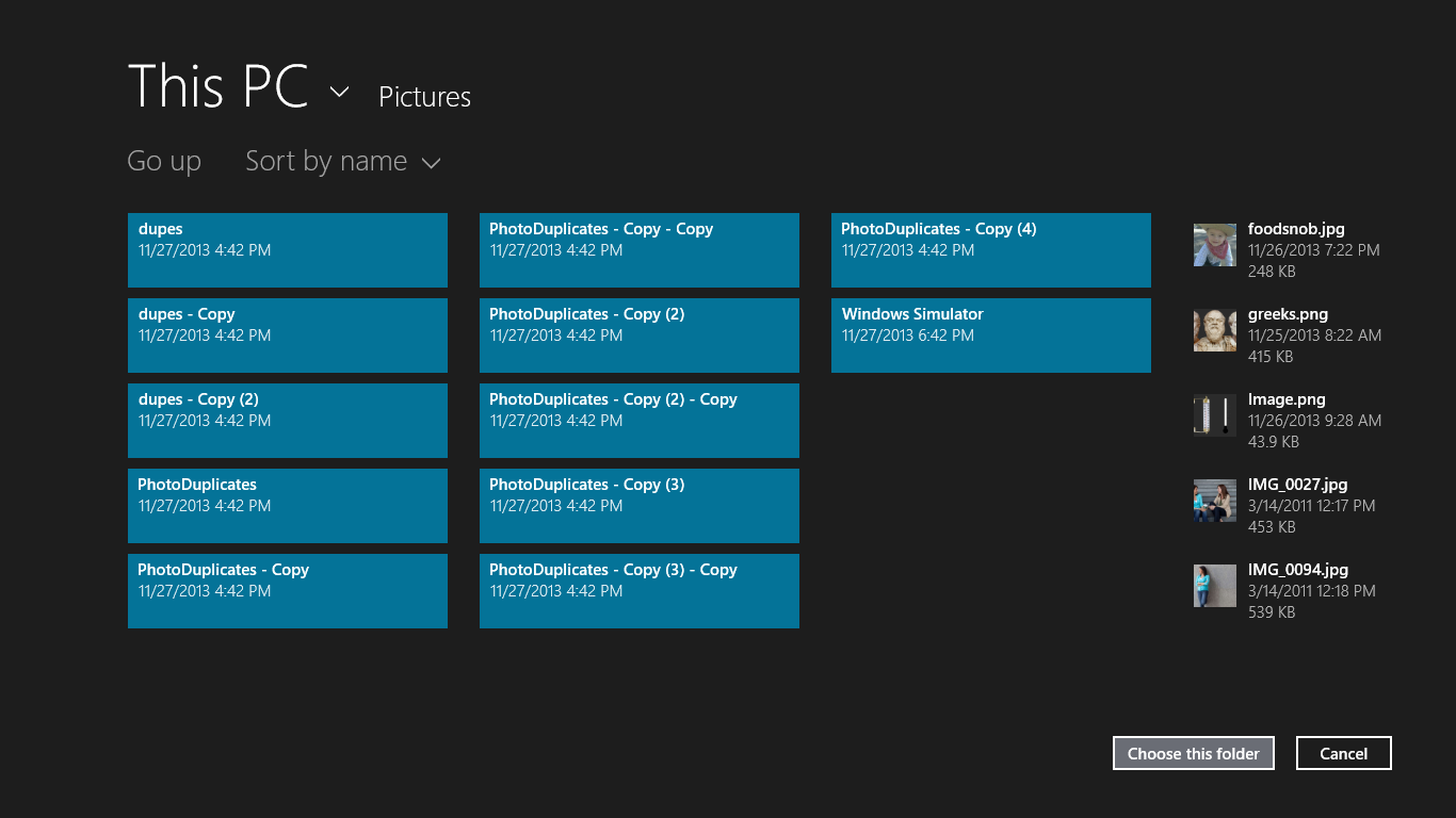 This is choosing the folder that may have duplicate photos.