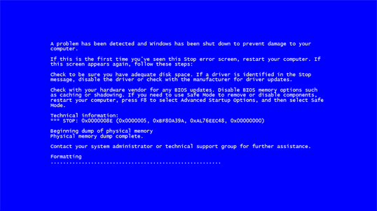 Blue Screen Of Death (BSOD) screenshot 1