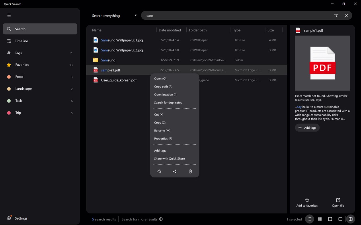 #6. Samsung Quick Search (Windows) De: Samsung Electronics Co. Ltd.