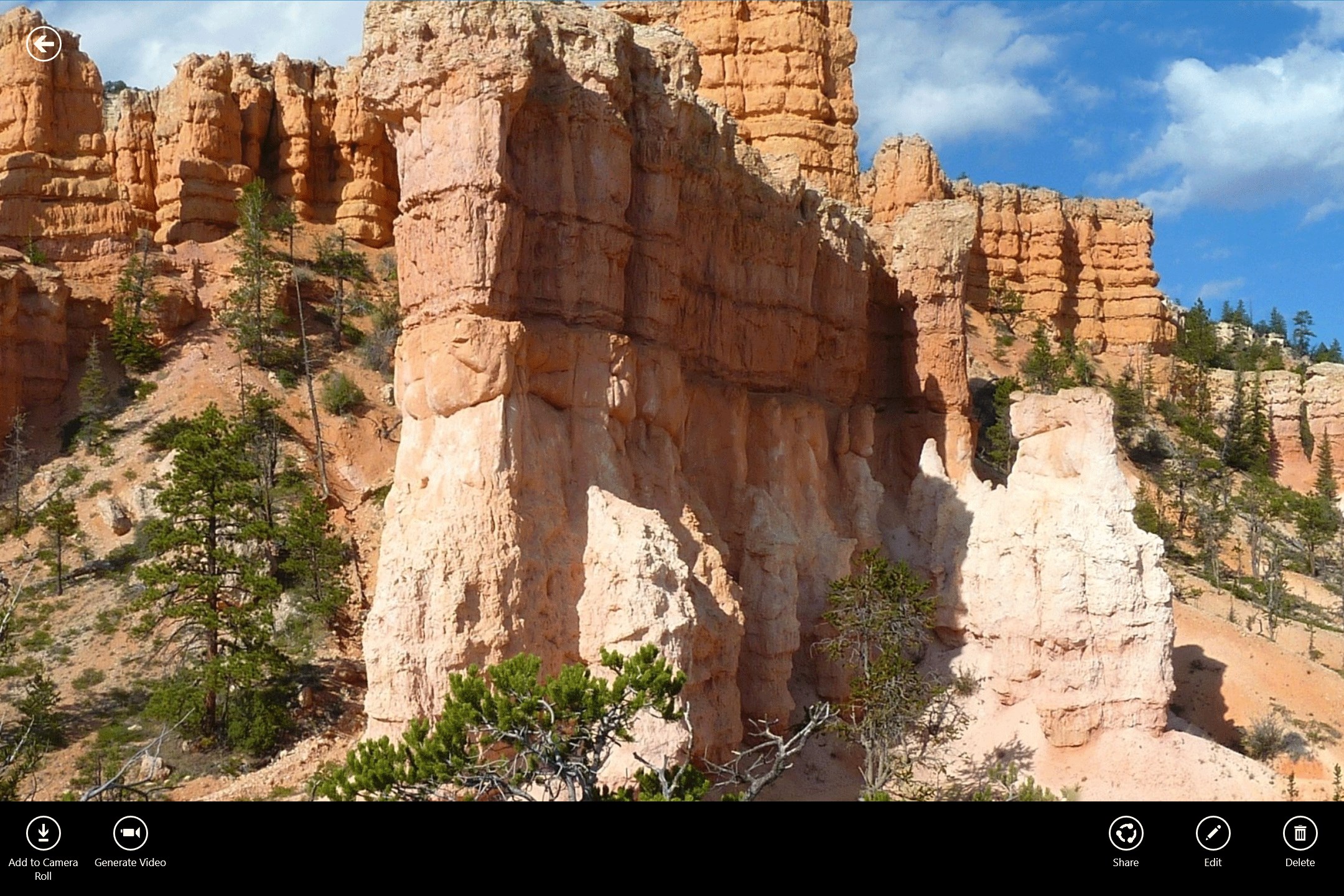 View of an pano, with the different options, like "Add to the Camera Roll"