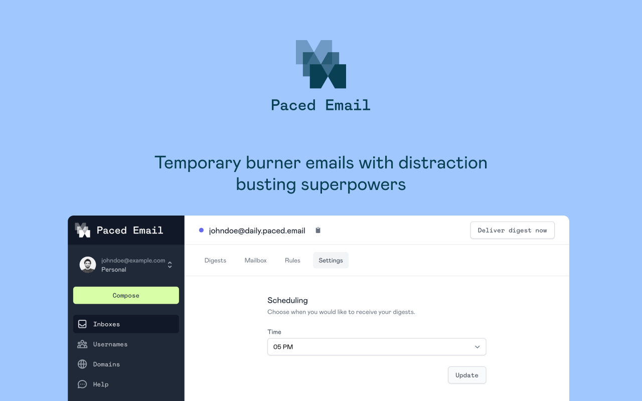 Paced Email – Temporary, disposable, burners