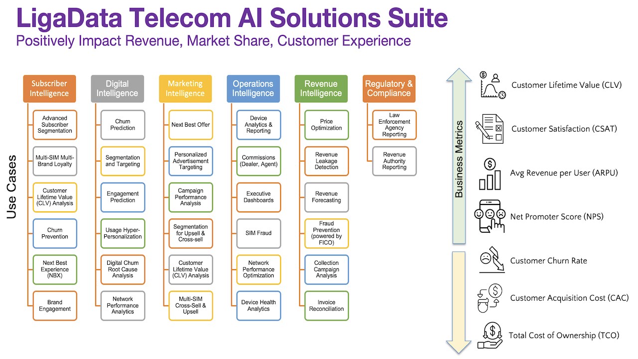Snapshot 1 of LigaData Telecom AI Solutions Suite