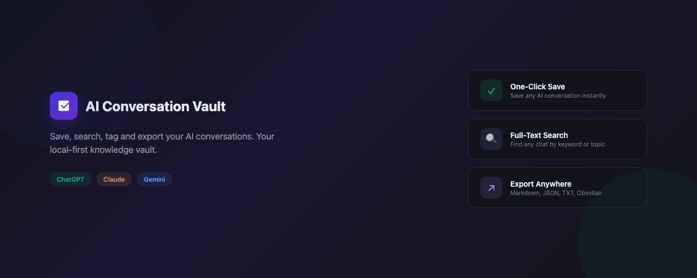 AI Chat Vault - Save, Search & Export