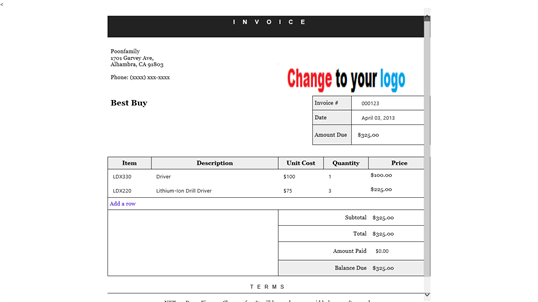 Simple Invoice screenshot 1