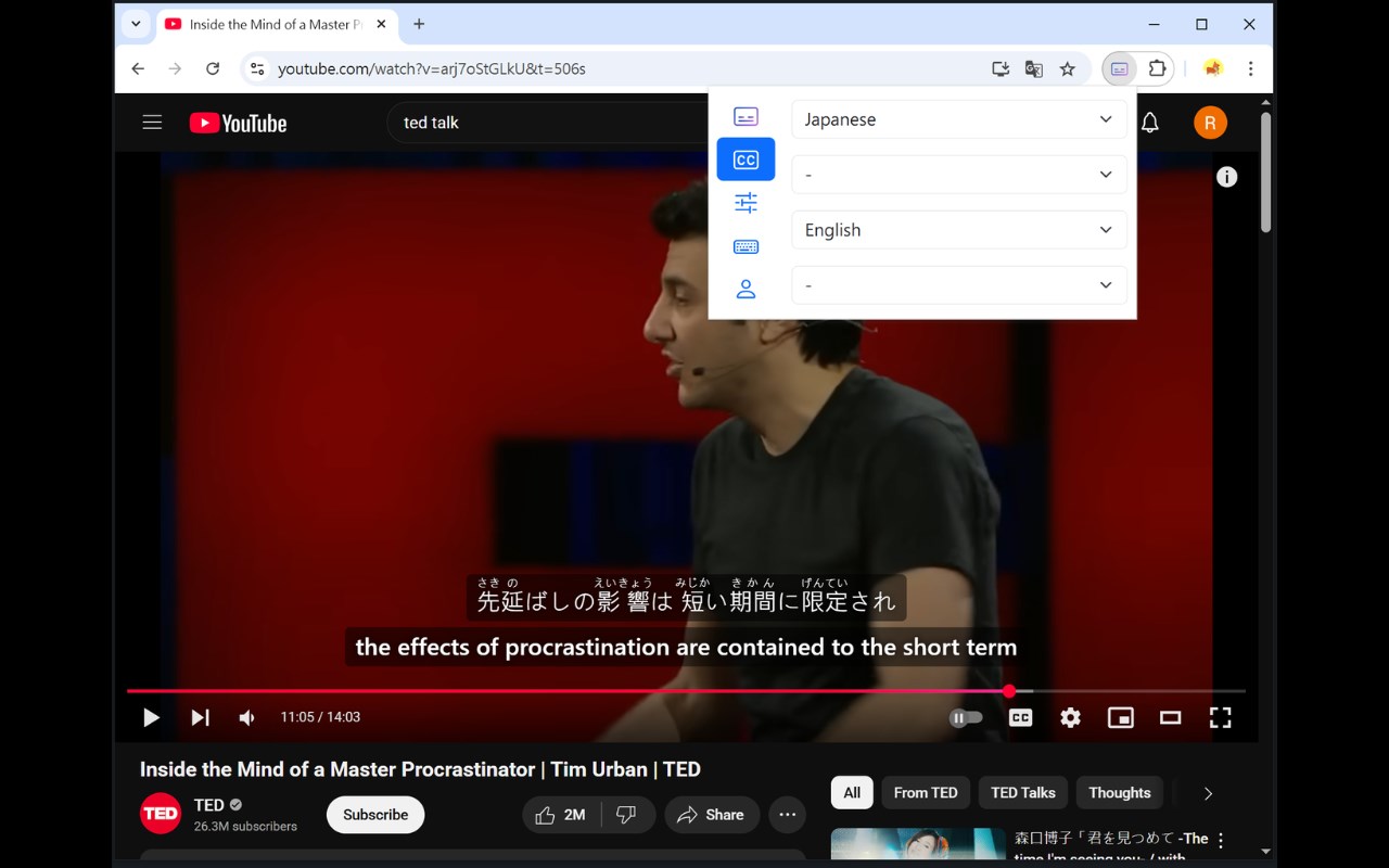Youtube Bilingual Subtitles