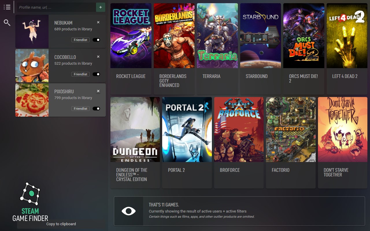 Steam : Game finder