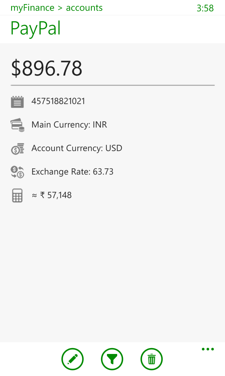 myFinance for Windows 10 Mobile