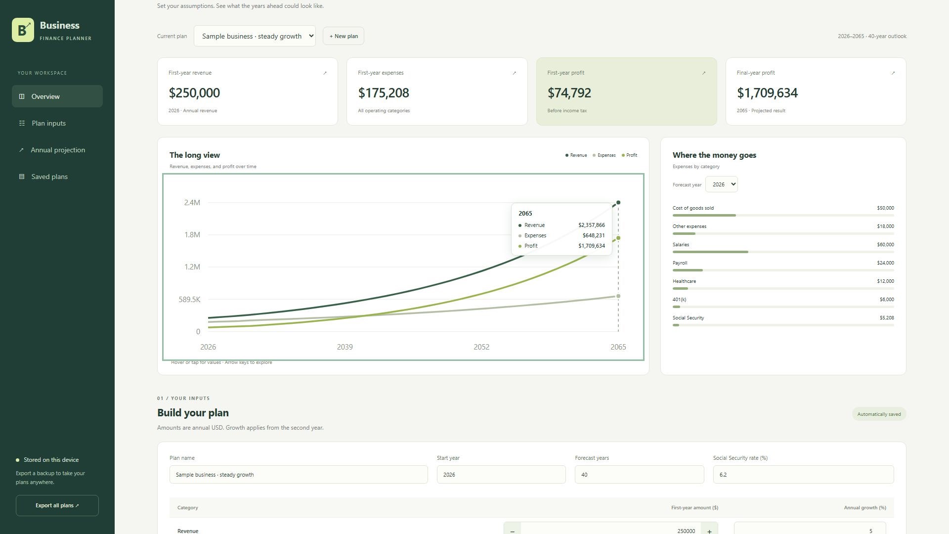Business Finance Planner screenshot
