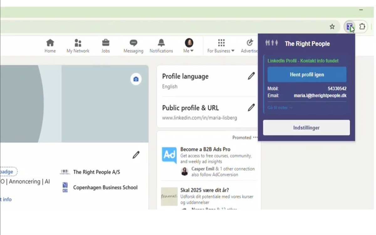The Right People Contact-info Display - Click based