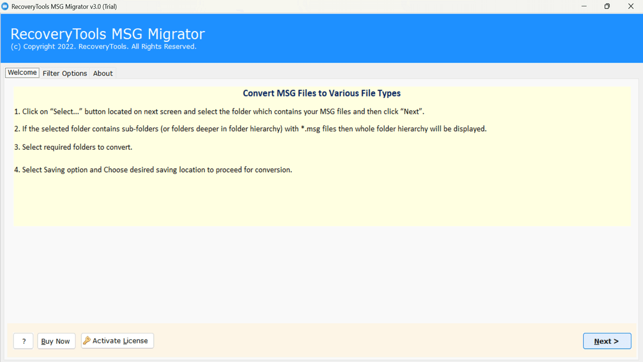 Snapshot 2 of RecoveryTools for MSG to CSV Converter