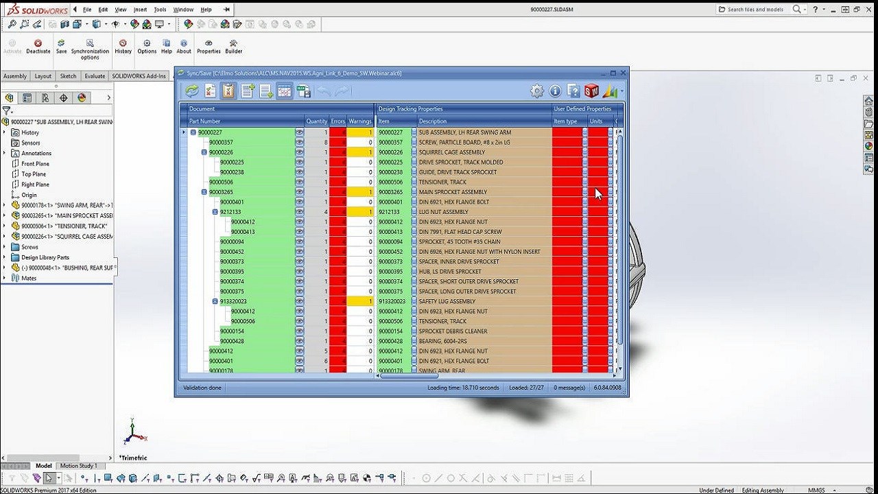 Snapshot 2 of ERP Link for Solidworks, Autodesk, Siemens, PTC, EPLAN