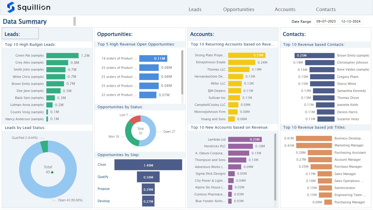 Snapshot 1 of Dynamics 365 CRM Analytics by Squillion