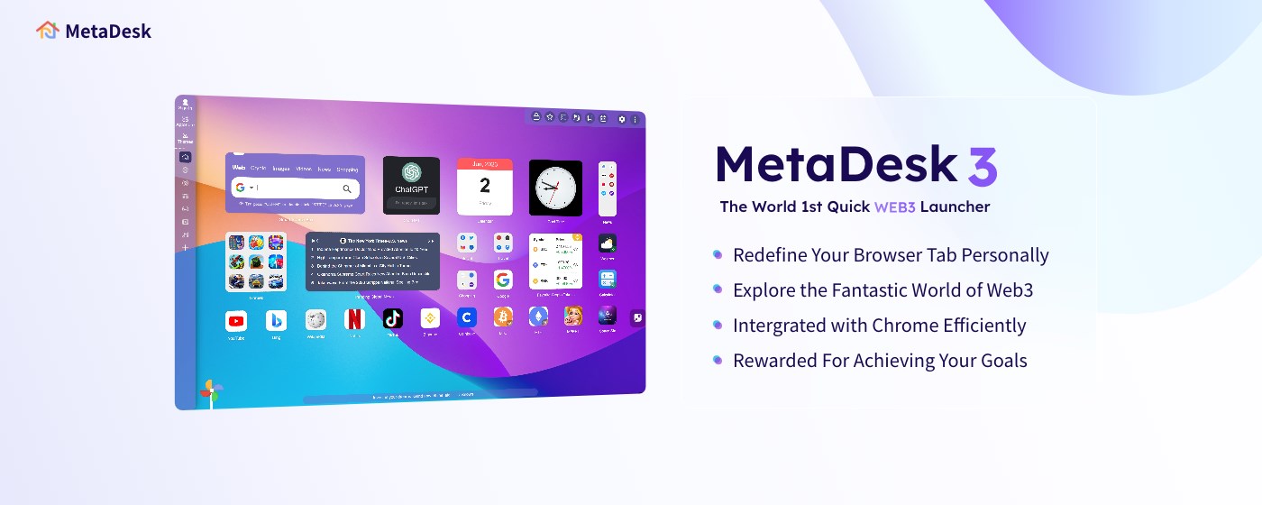 MetaDesk - AI Tab with chatGPT,MetaMask,Web3 marquee promo image