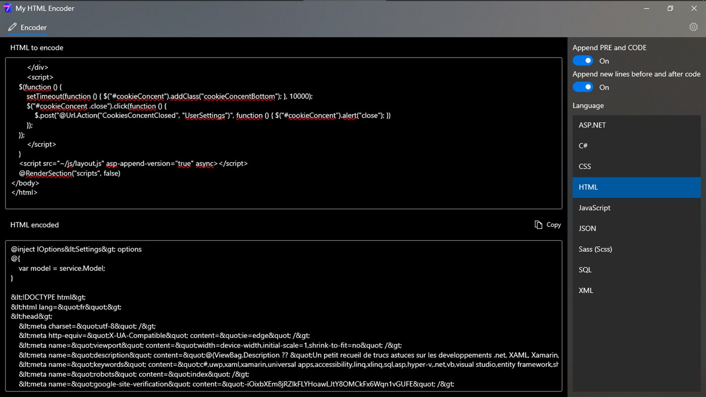 #4. MyHtmlEncoder (Windows) 由: Jeremy JEANSON