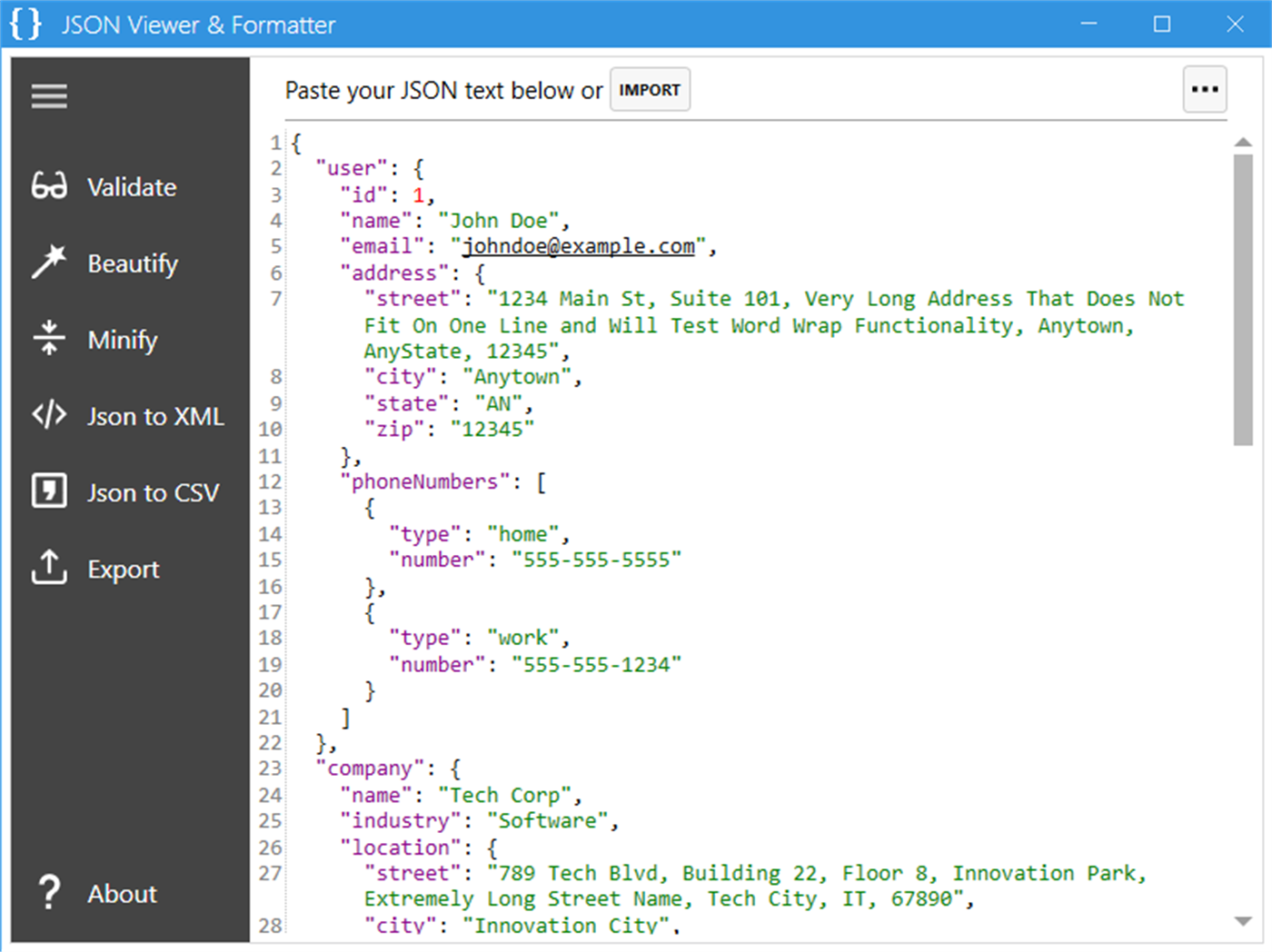 Beautify and colorize input JSON text