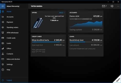 Tatra banka Win10 Screenshots 2
