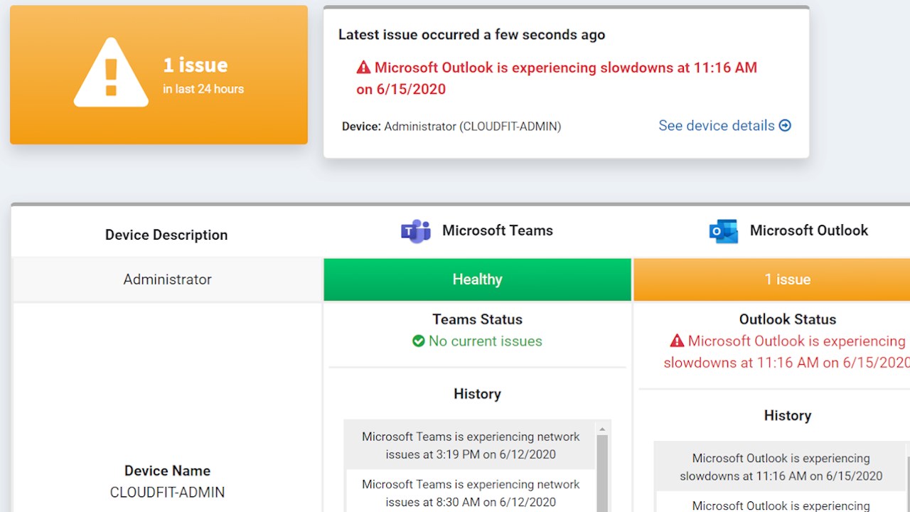 Snapshot 3 of CloudFit Software Monitoring