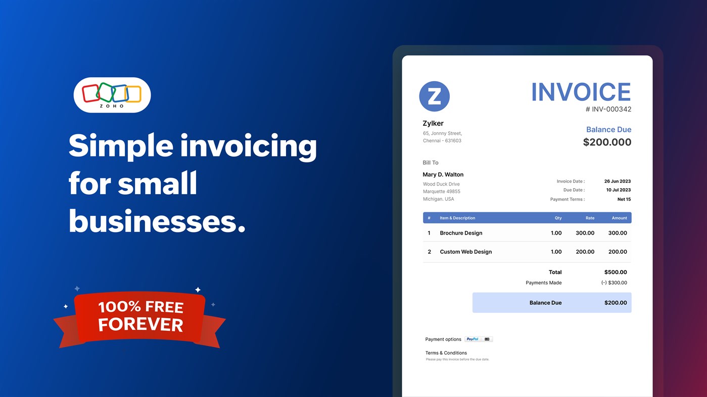 #2. Zoho Invoice - Free Invoicing for Businesses (Windows) Podle: Zoho Corp