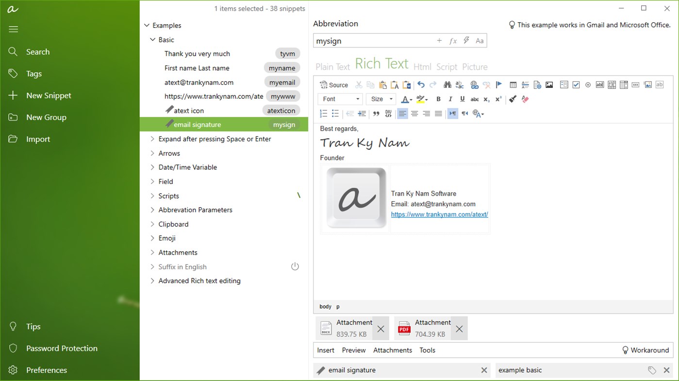 #1. aText (Windows) 来自: Tran Ky Nam