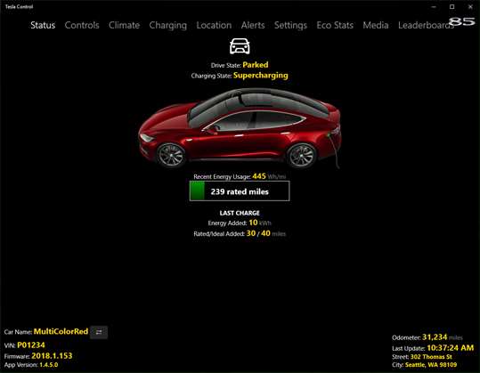 Tesla Control screenshot 1