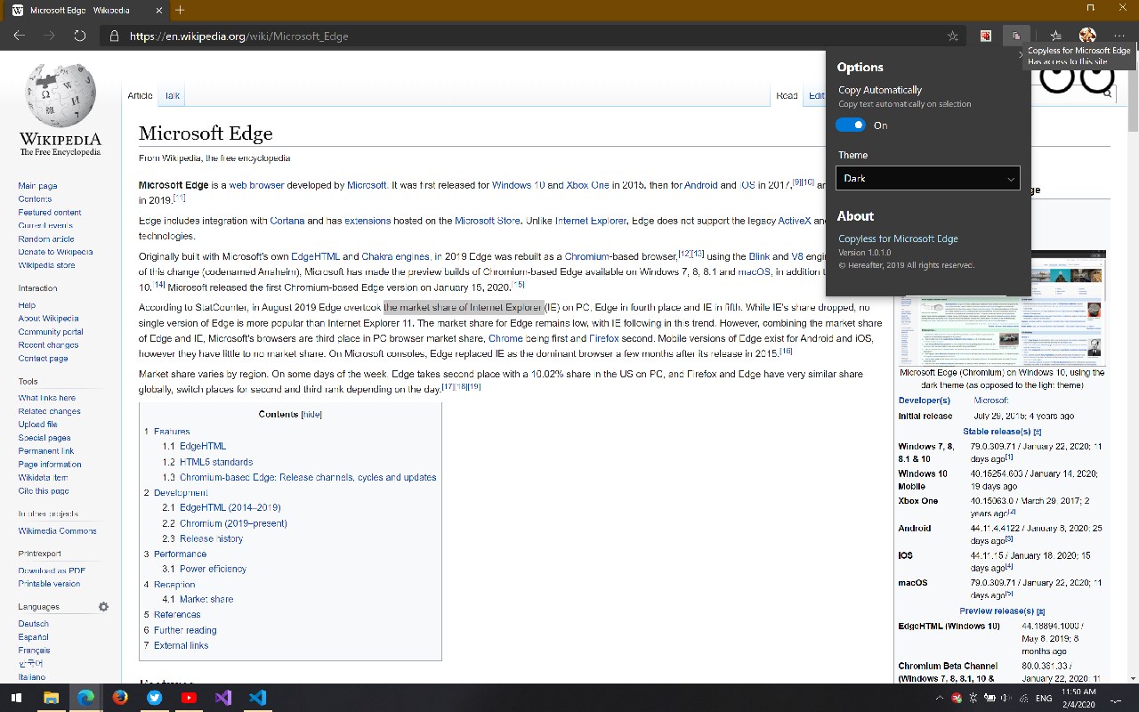 Copyless for Microsoft Edge
