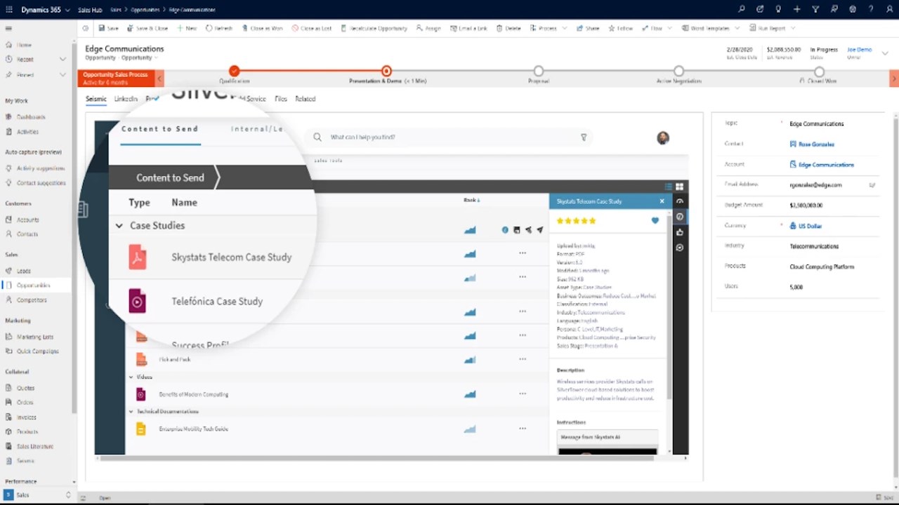 Snapshot 3 of Seismic for Dynamics 365