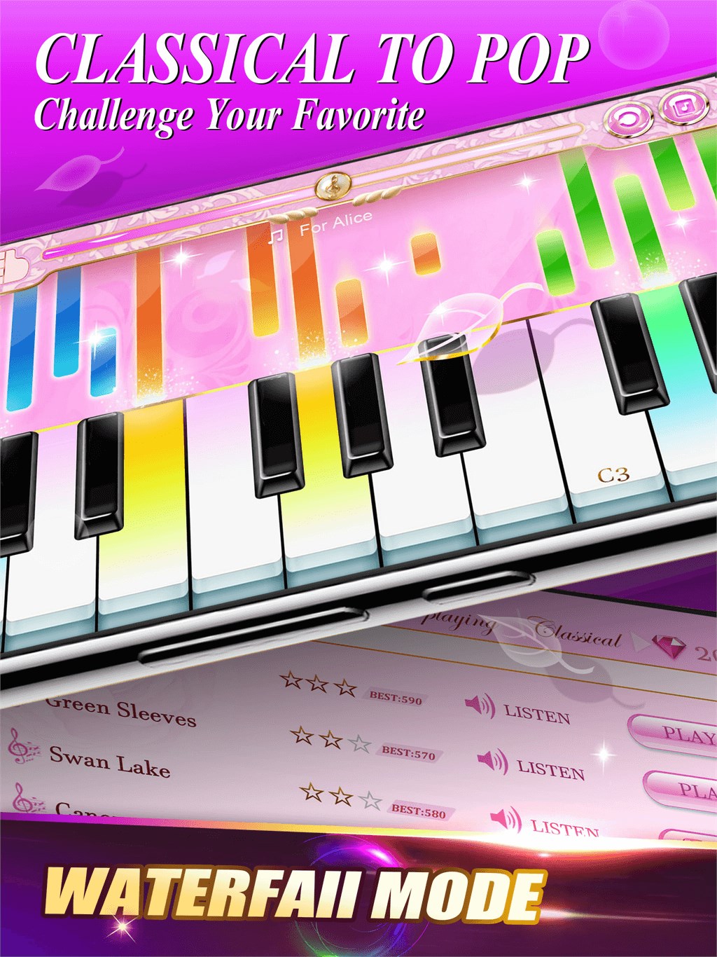 3D Piano Keyboard - Pink Piano Tiles, Music Game Apk Download for