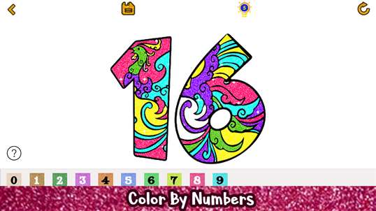 Numbers Glitter Color by Number - Adult Coloring Pages screenshot 2