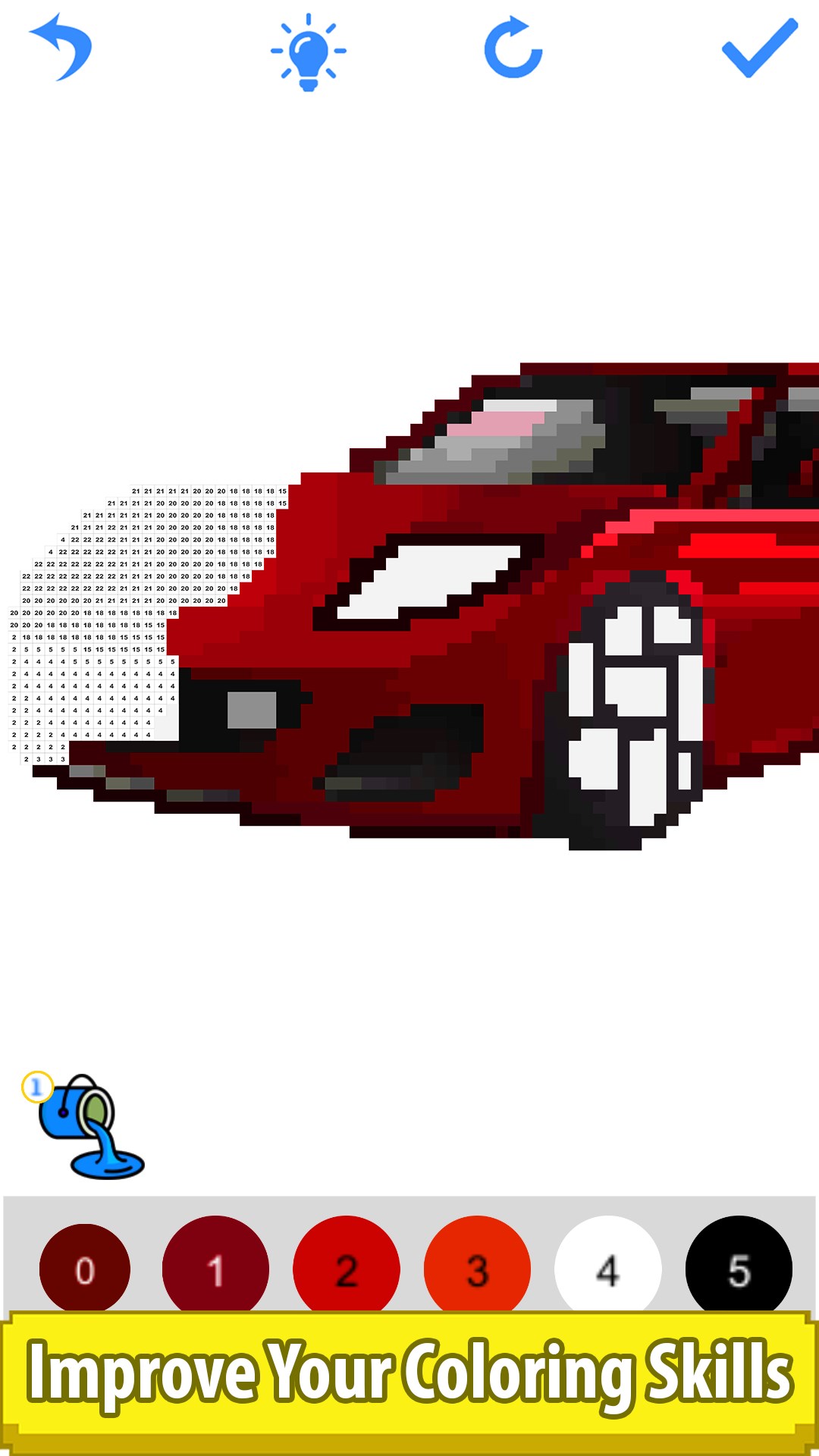 get racing cars colornumber  pixel art coloring