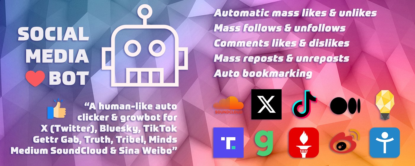Social Media Bot. Auto Clicker Growbot.