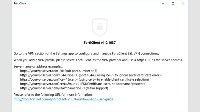 forticlient vpn only on windows 10