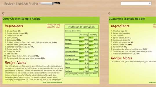 Recipe+ Nutrition Profiler screenshot 1