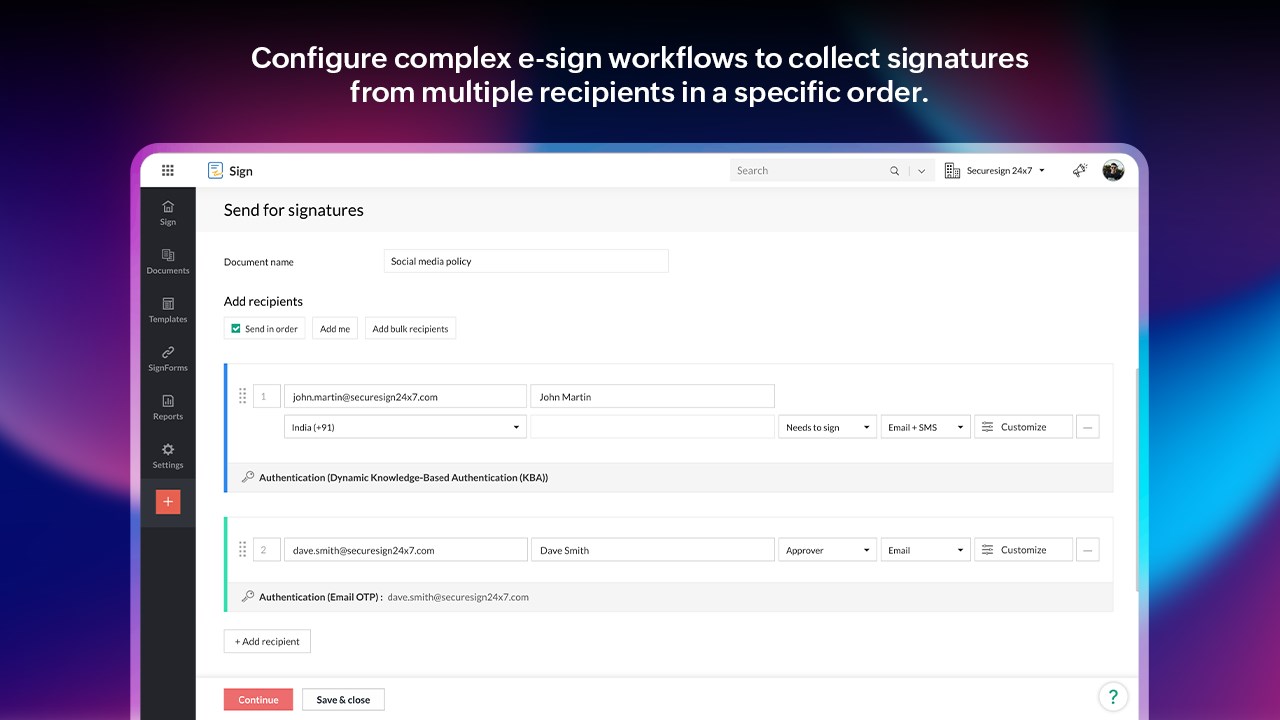 Snapshot 3 of Zoho Sign