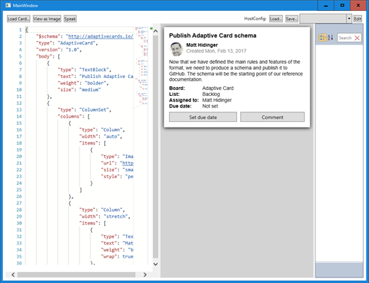 Adaptive Cards WPF Visualizer (Prerelease) screenshot 1