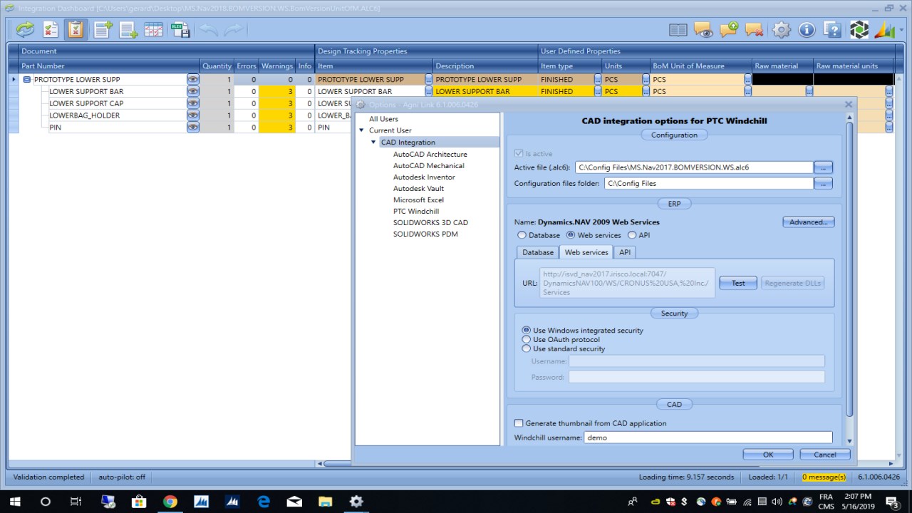 Snapshot 6 of ERP Link for Solidworks, Autodesk, Siemens, PTC, EPLAN