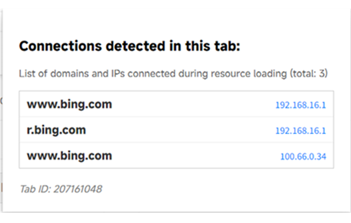 Tab Connection Info