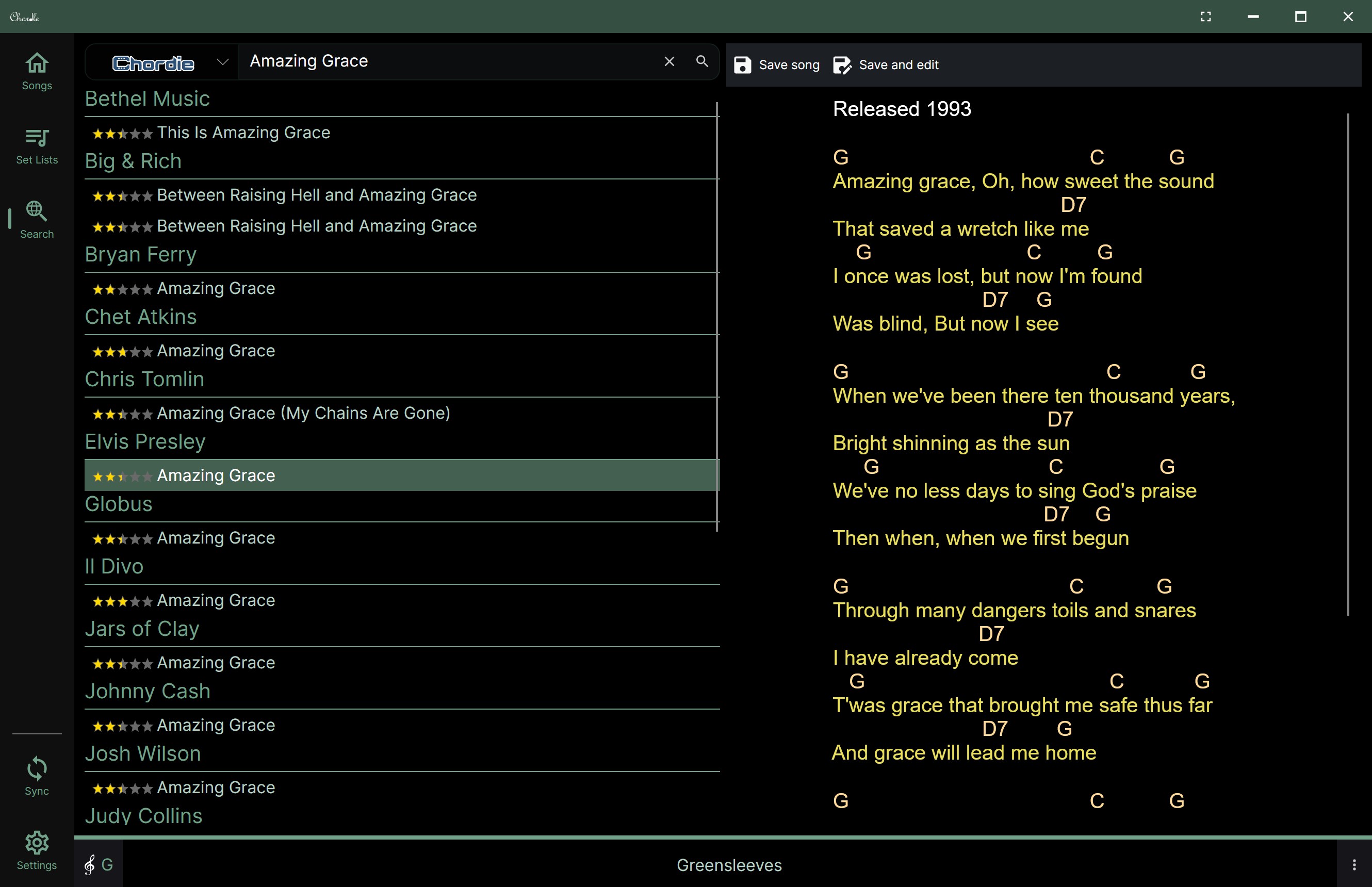 Chordle screenshot