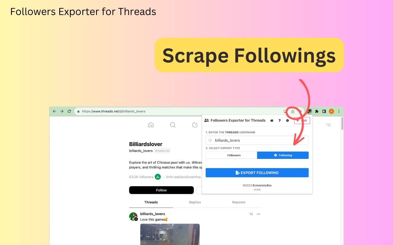 Followers Exporter for Threads