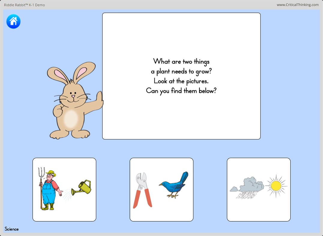 #4. Riddle Rabbit™ K-1 Demo (Windows) By: The Critical Thinking Co.