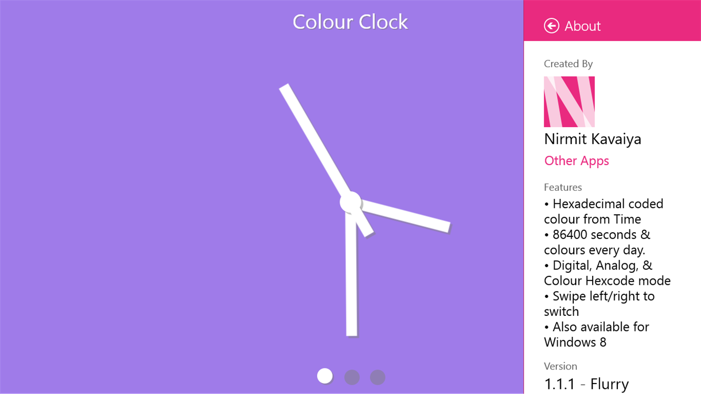 #2. Colour Clock (Windows) By: Nirmit Kavaiya