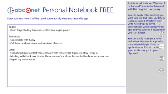 1-abc.net Personal Notebook FREE screenshot 2